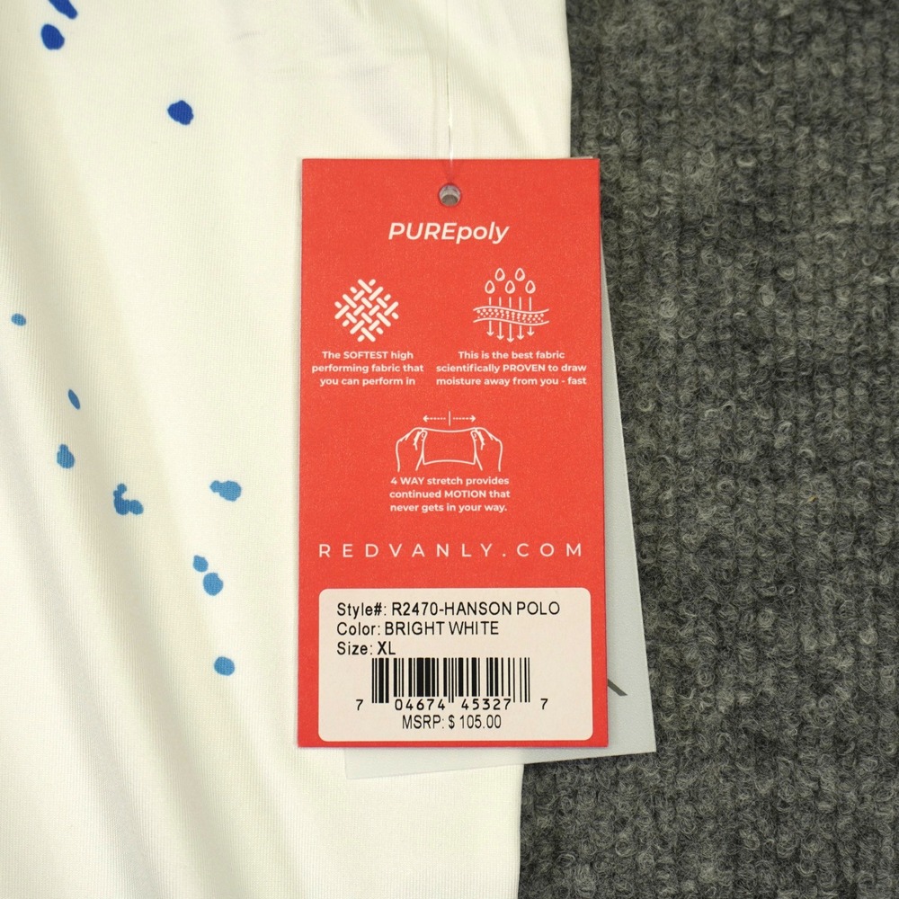 NEW Redvanly Hanson Polo Mens XL White Paint Splatter Performance Golf Shirt - Picture 4 of 9